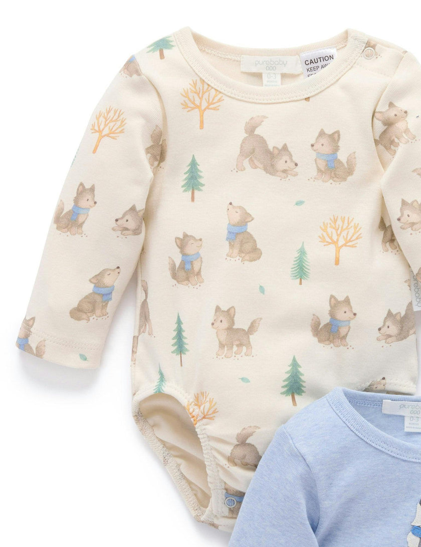 2 Pack Bodysuit Wolf Cub Print