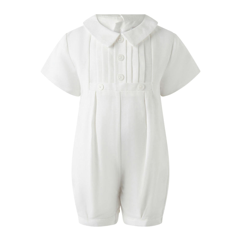 Linen Pleated Babysuit and Bonnet