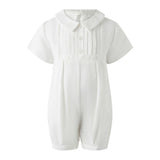 Linen Pleated Babysuit and Bonnet