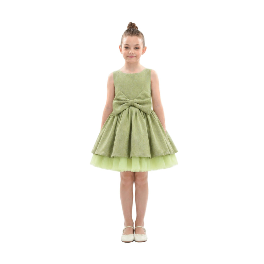 Green Isalyn Glitter Bow Dress