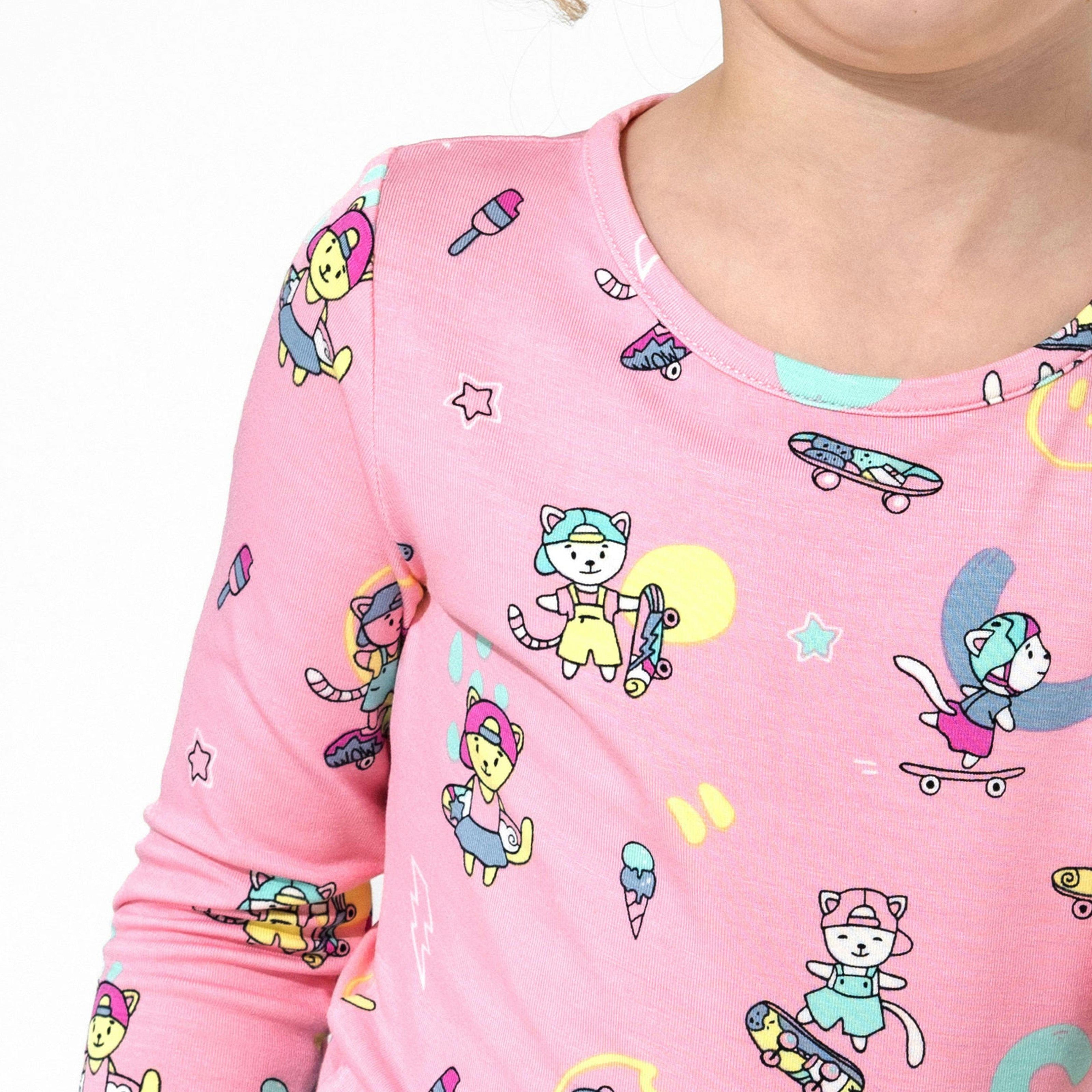 Skater Kitty Kids Bamboo Pajamas