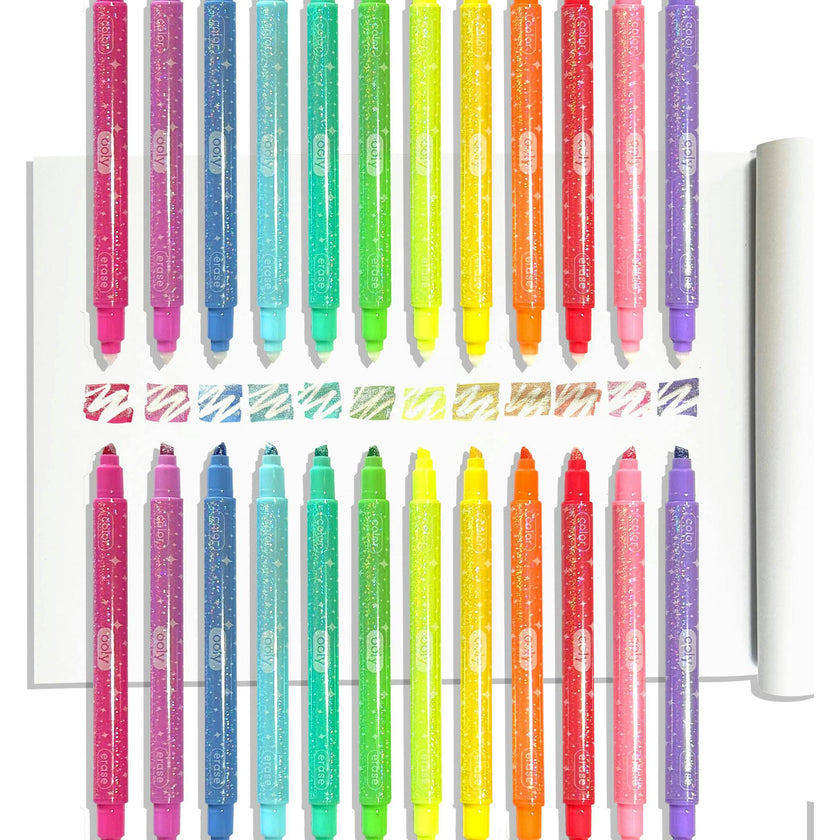 Make No Mistake! Sparkle Glittery Erasable Markers - Set of 12