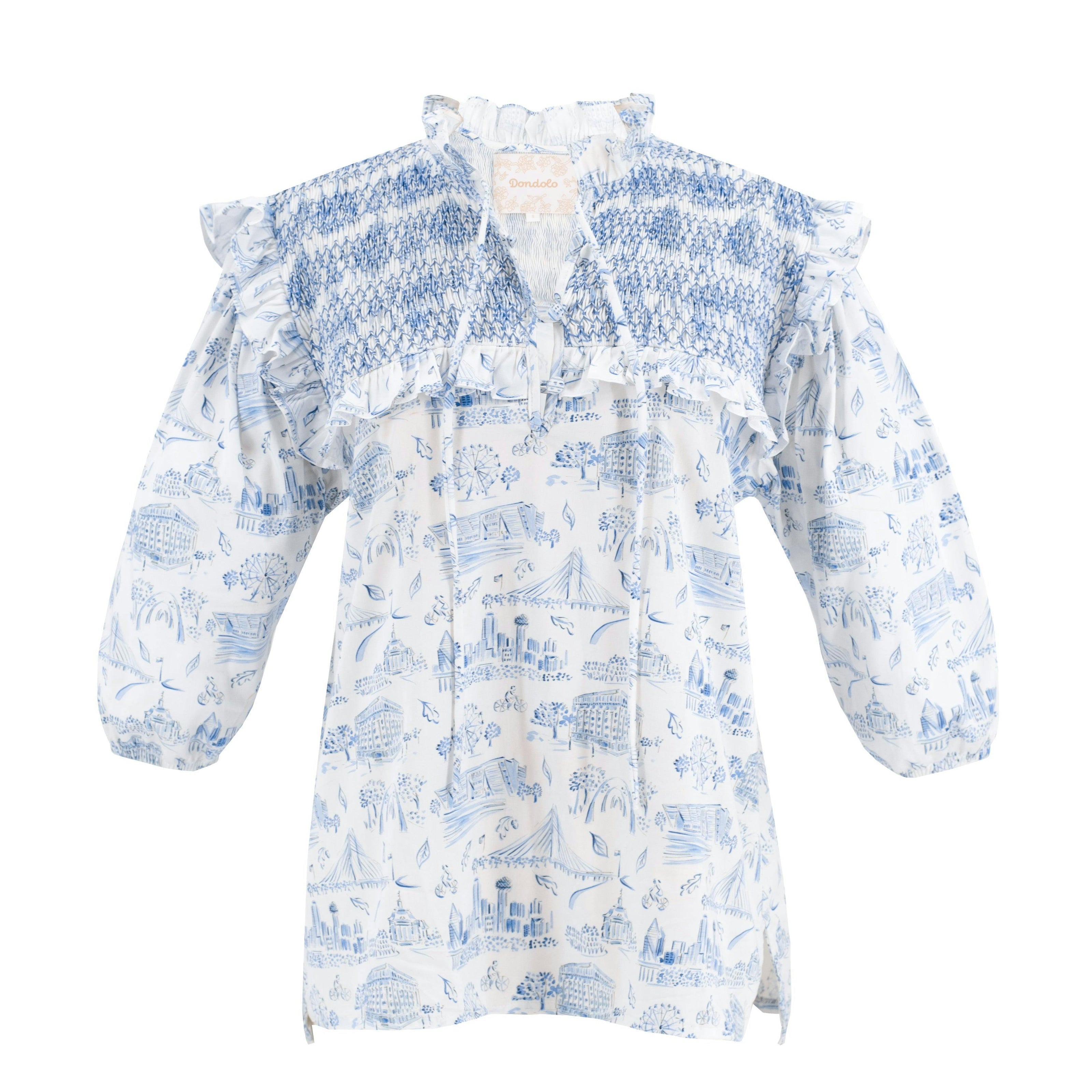 Women's Lizzie Shirt - Dallas Print (Blue)