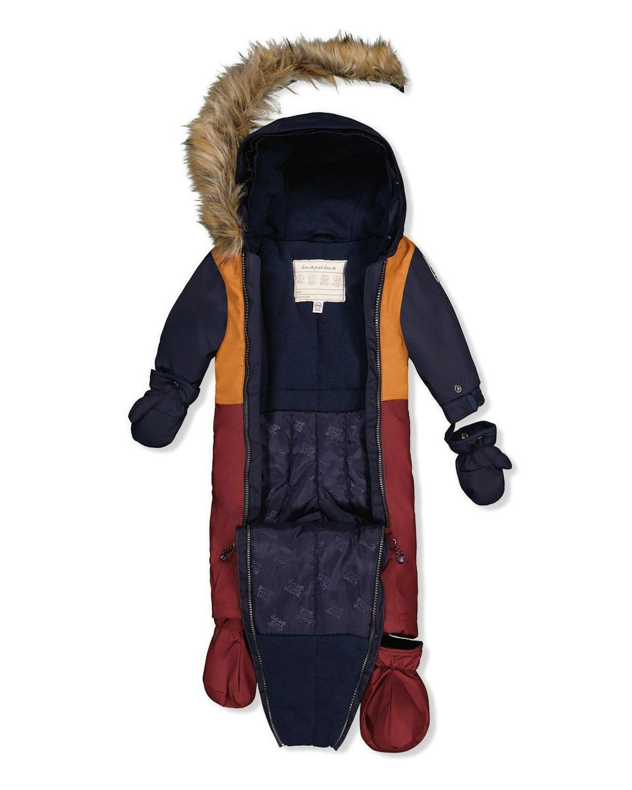 Baby One Piece Snowsuit Adapted For Car Seats Burgundy