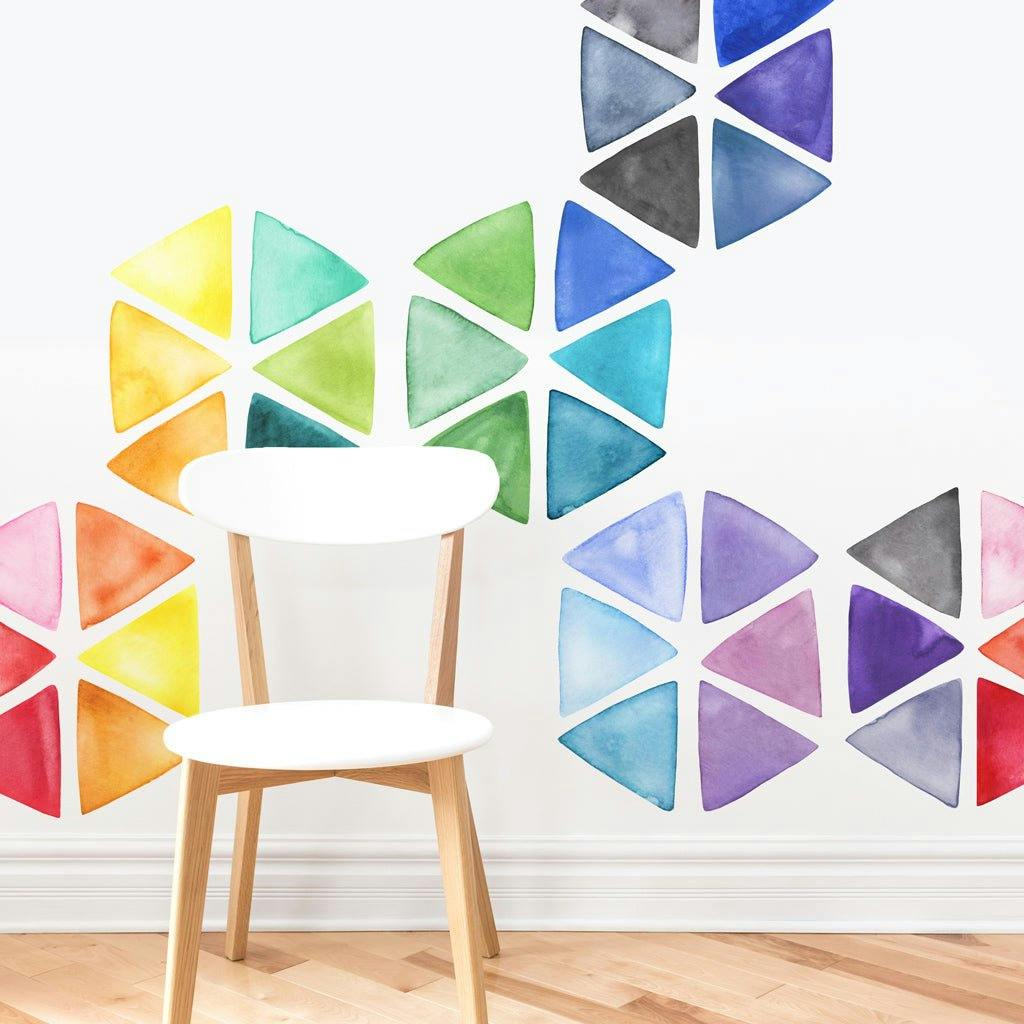 Watercolor Triangles • Rainbow • Large • Peel-and-Stick Wall Decals