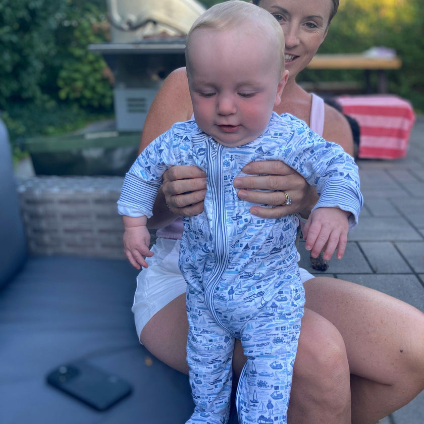 Boats Zip Baby Onesie