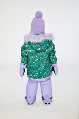 Two Piece Play Snowsuit Green Mini Flower Print