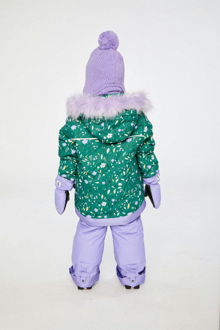 Two Piece Play Snowsuit Green Mini Flower Print