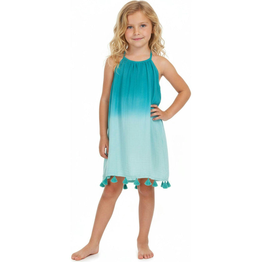 Mini Chantal Girls Dress Aqua Ombre, Green