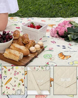 Cream Quilted Fold Up Picnic Blanket with Floral Picnic Print