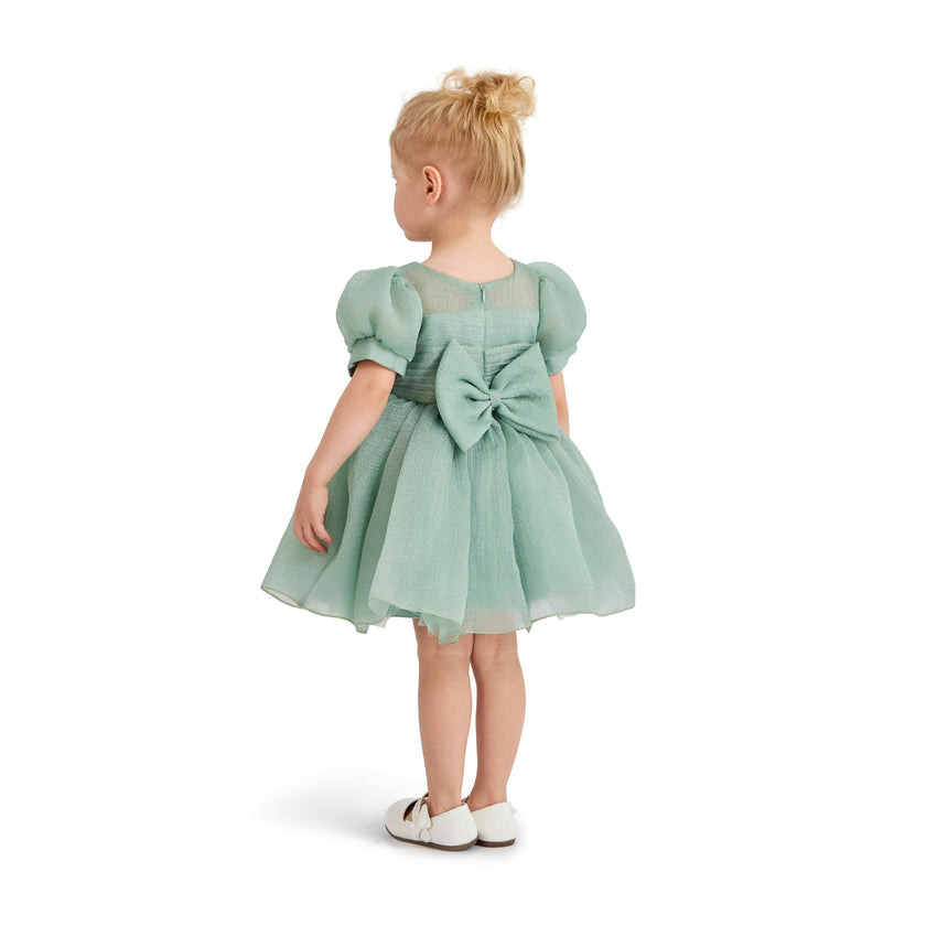 Light Green Brixton Puff-Sleeve Party Dress