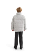 Gray Puffer Jacket with High Collar