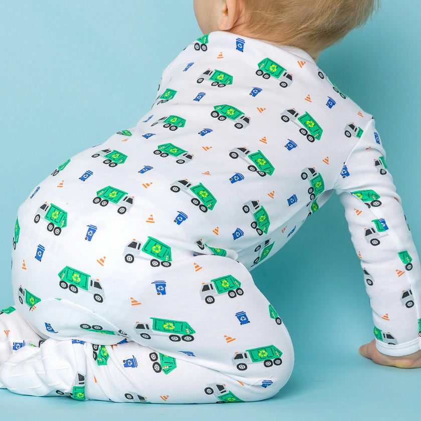 The Organic Zipper Footie [Recycling Trucks]