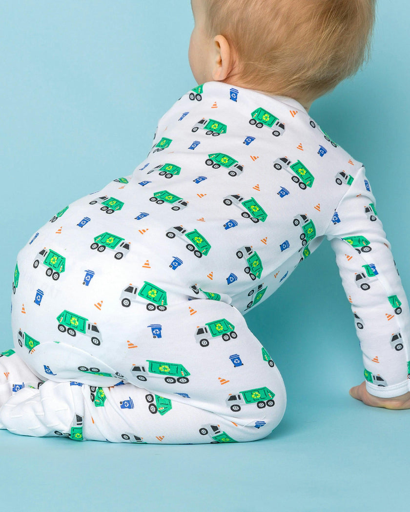 The Organic Zipper Footie [Recycling Trucks]