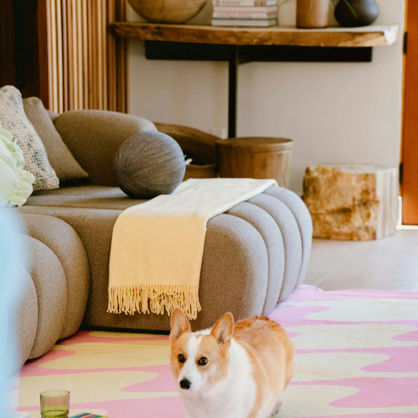 Pastel Irregular Shaped Wavy Rug by Johann Banta