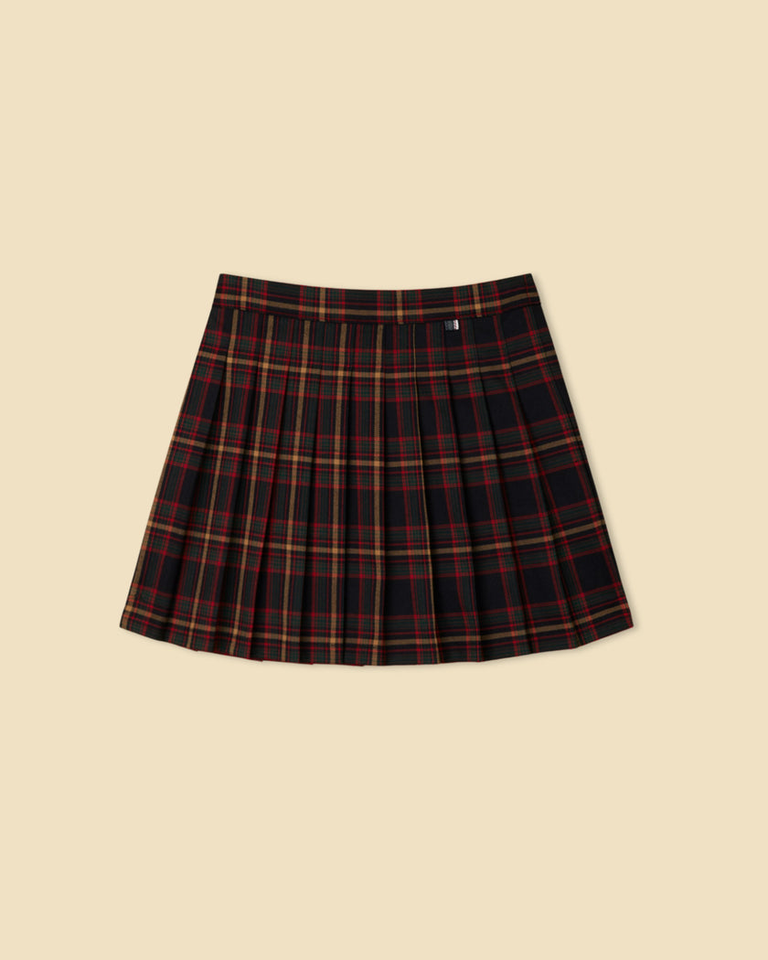 Pleated Plaid Skirt