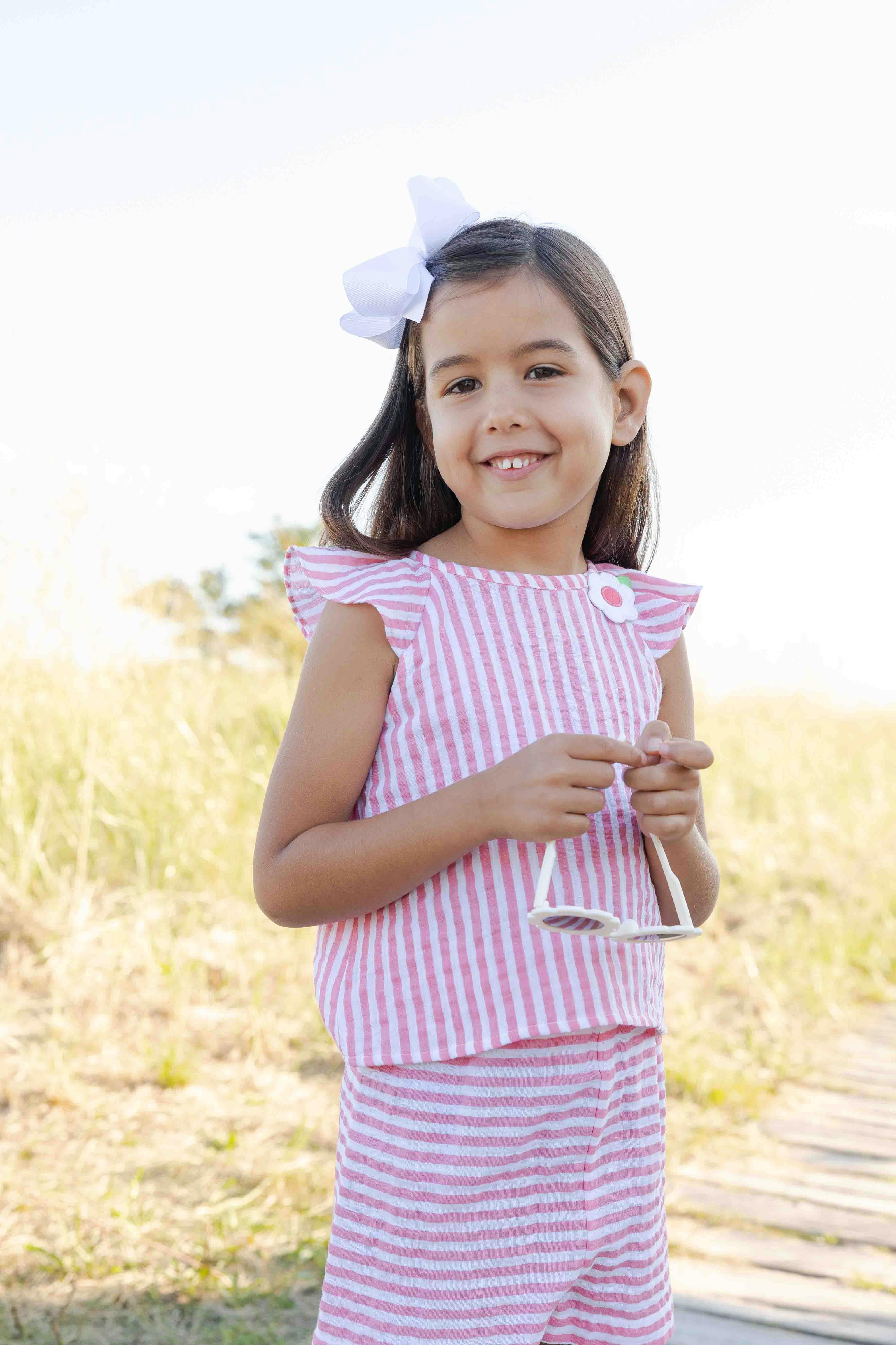 Stripe Gauze Top And Shorts