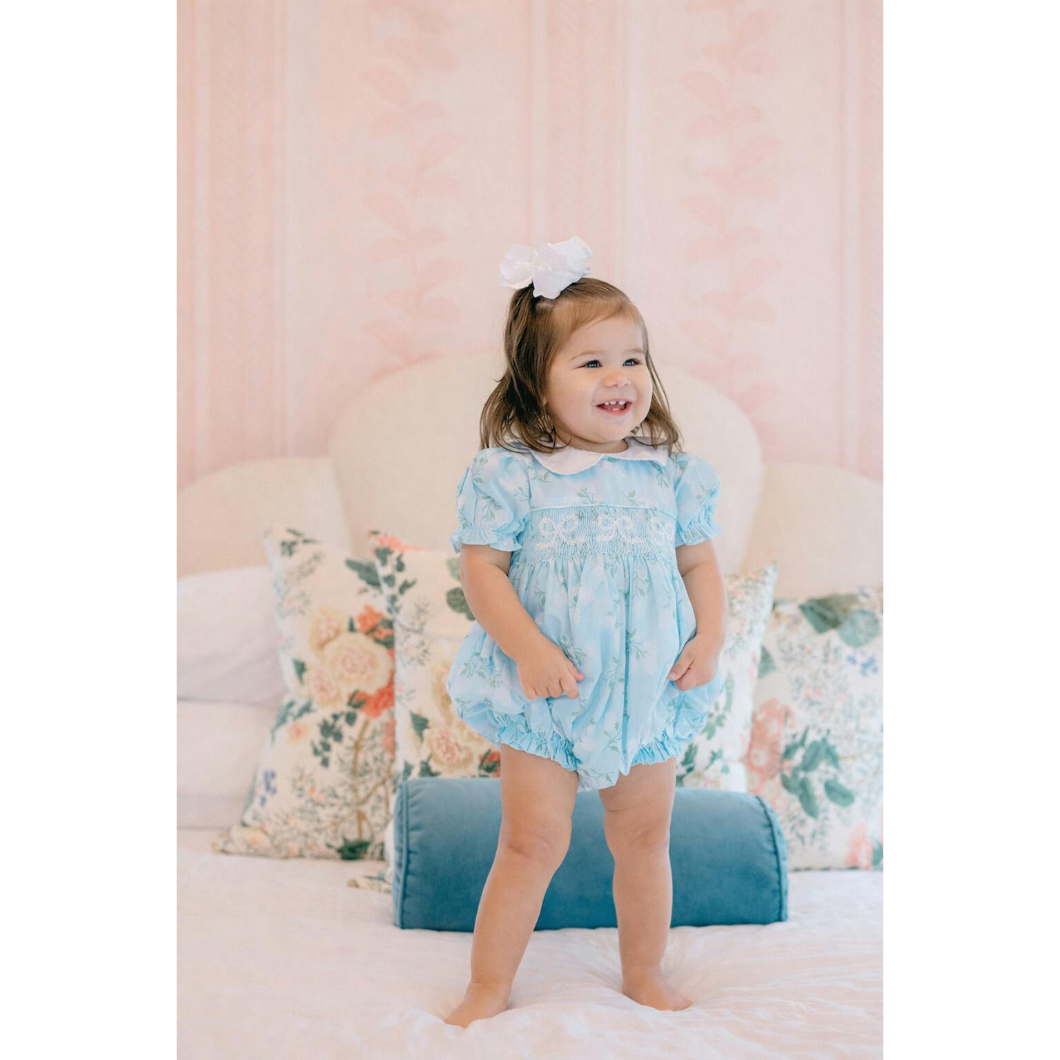 Collared Hydrangea Smocked Bubble (FINAL SALE)