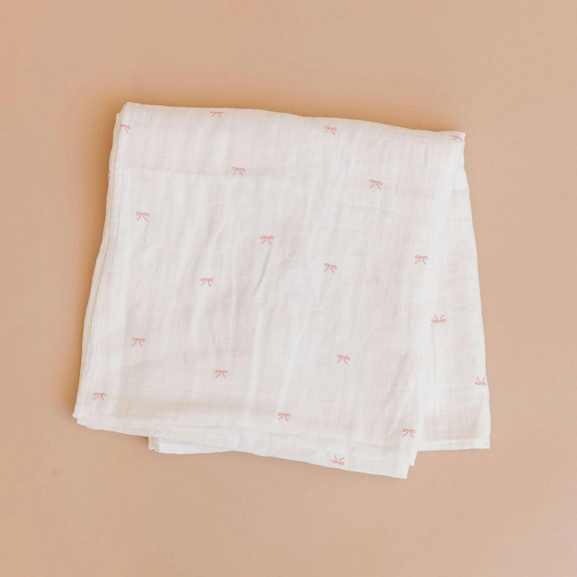 Bow Swaddle and Teether Set, Pink Bunny