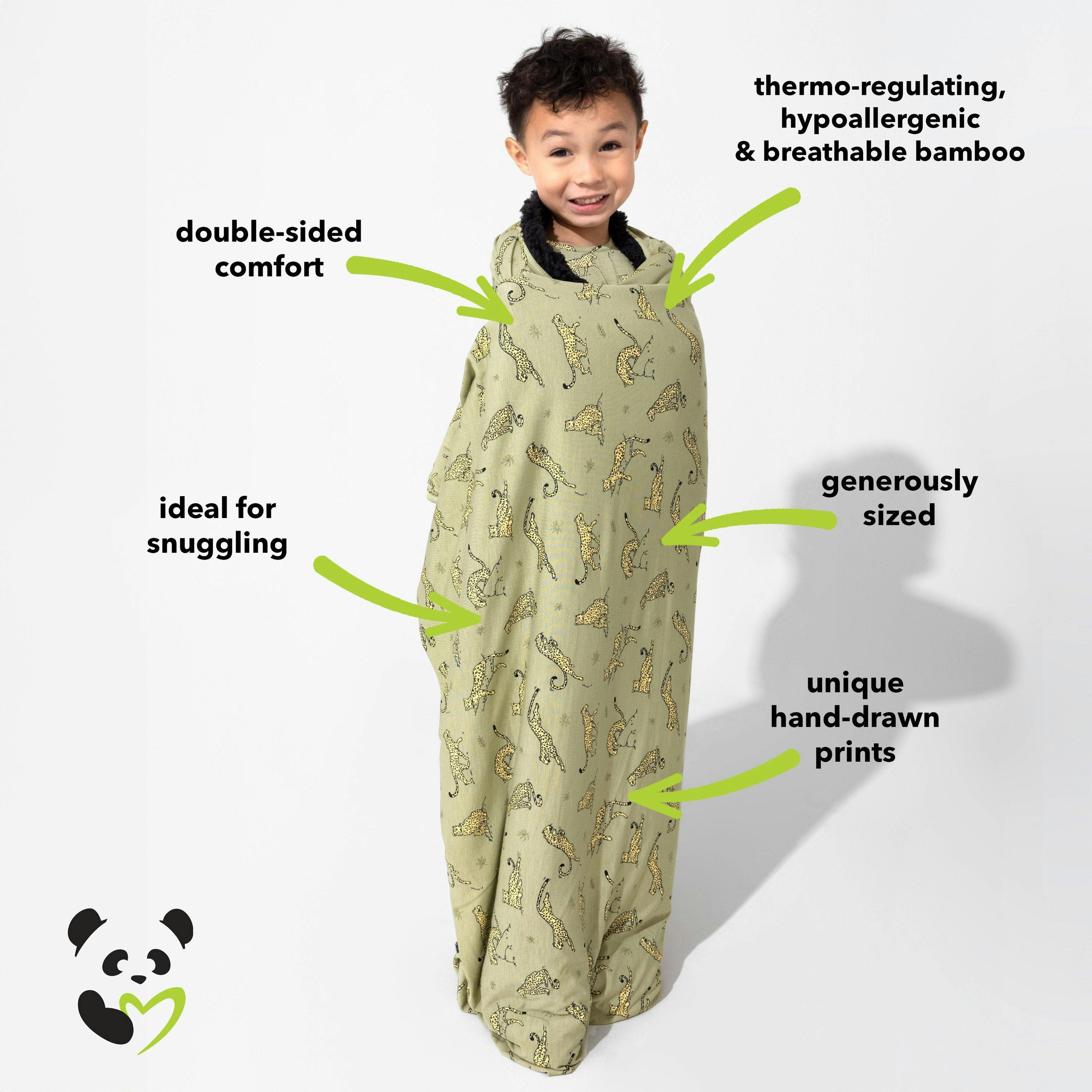 Sage & Spots Leopard Bamboo Sherpa Blanket