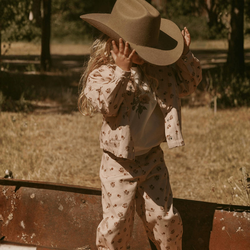 Organic Twill Barrel Pants - Rosebud