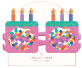 Packed Party Confetti Birthday Cake Novelty Glasses – Glitter Cake-Shaped Frames with Confetti-Filled Shaker Lenses and Jewel Candle Details, One Size