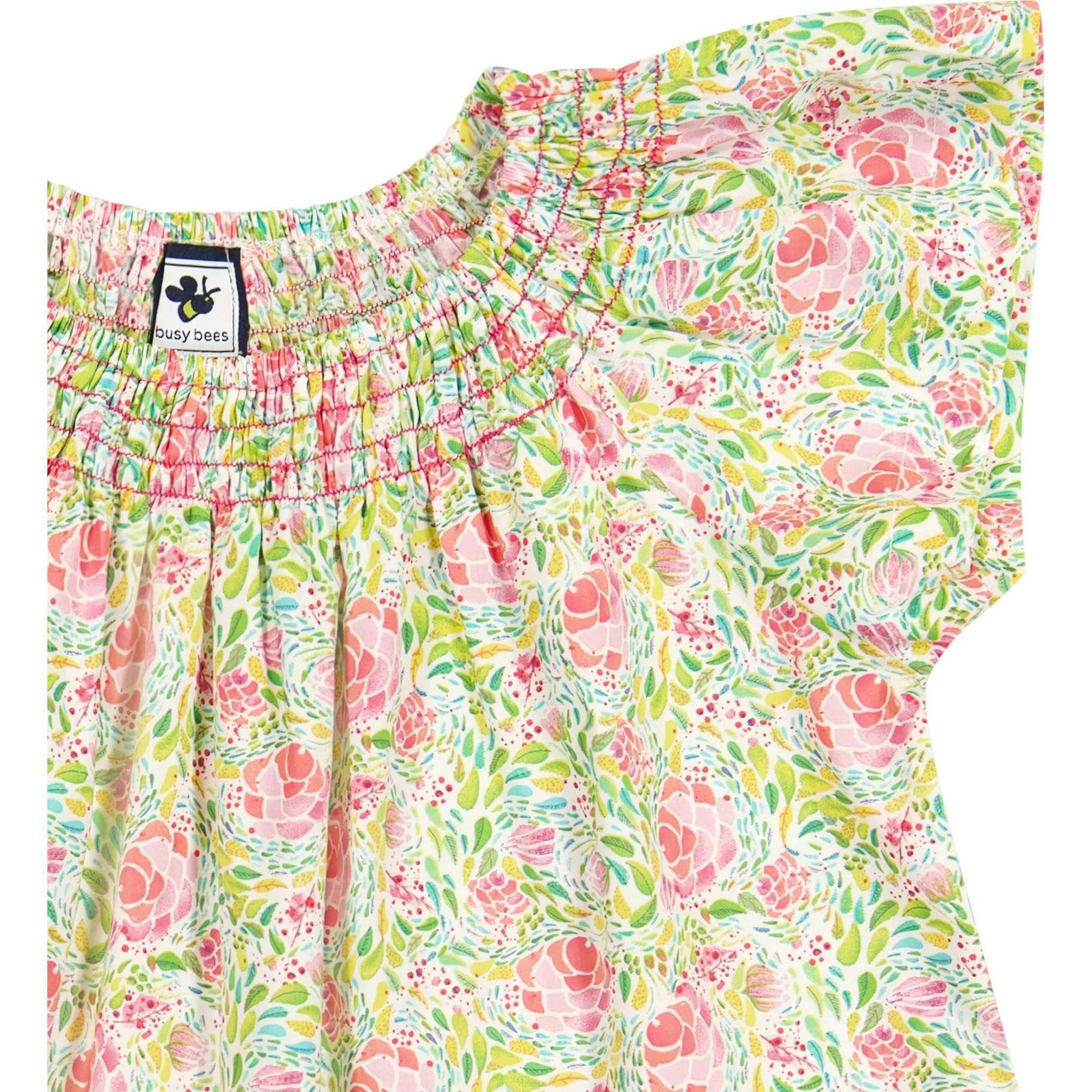 Molly Smocked Neck Ruffle Sleeve Top, Florals