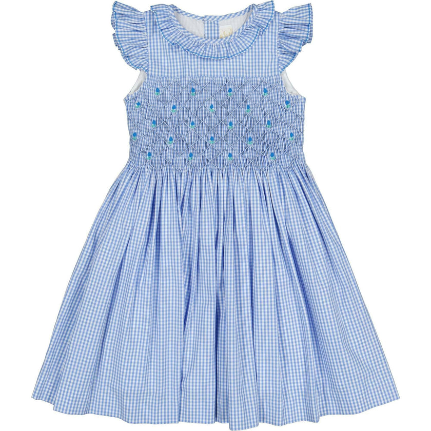 Tulip Gingham Frilled Cap Sleeve Smocked Dress