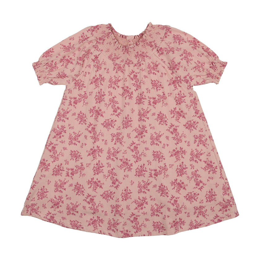 Smocked Floral Short Sleeve Dress
