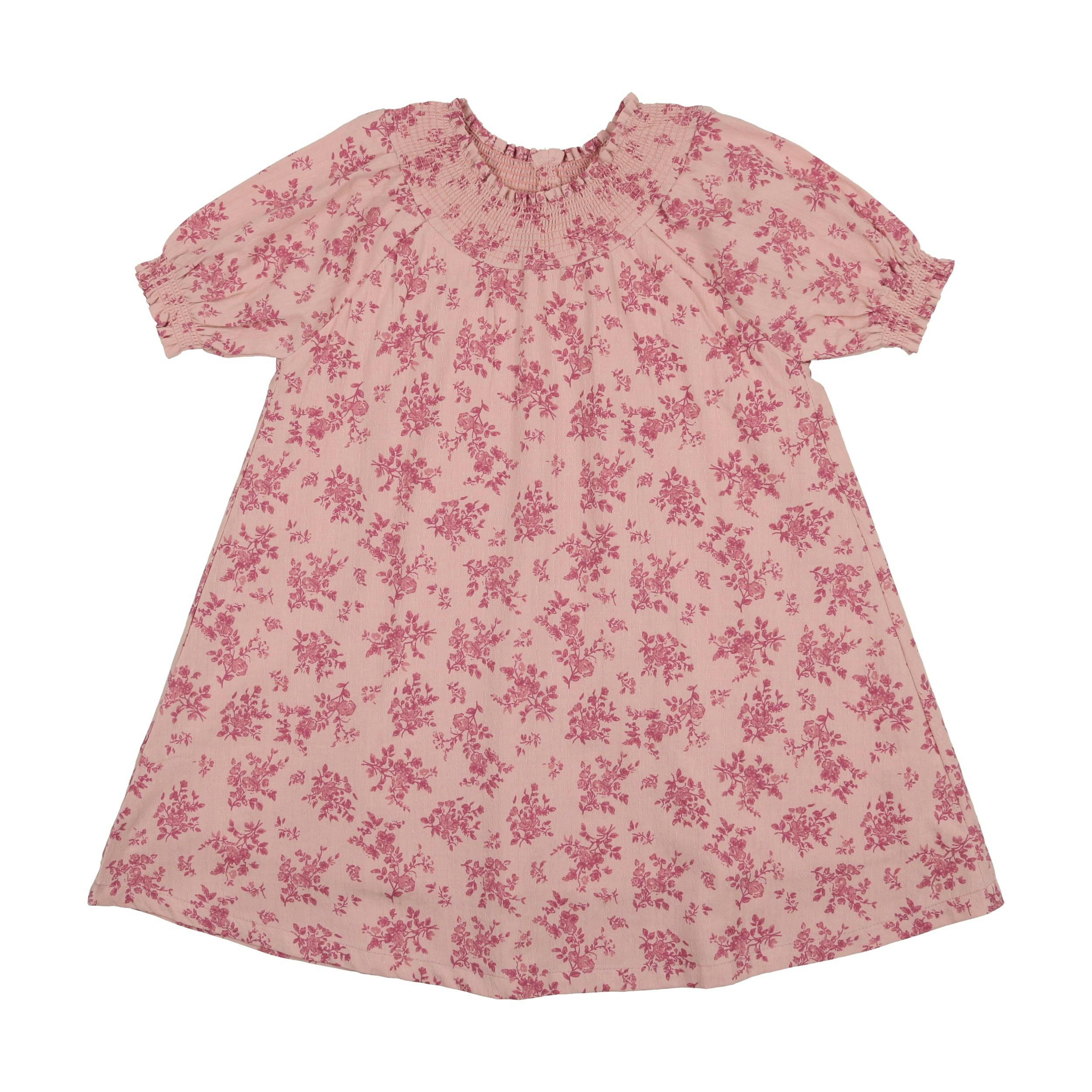 Smocked Floral Short Sleeve Dress