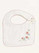Classic Baby Bib - Embroidered Poppy