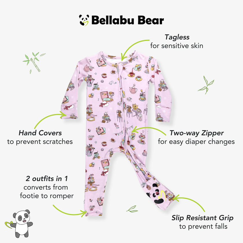 Tea Party Bamboo Convertible Footie
