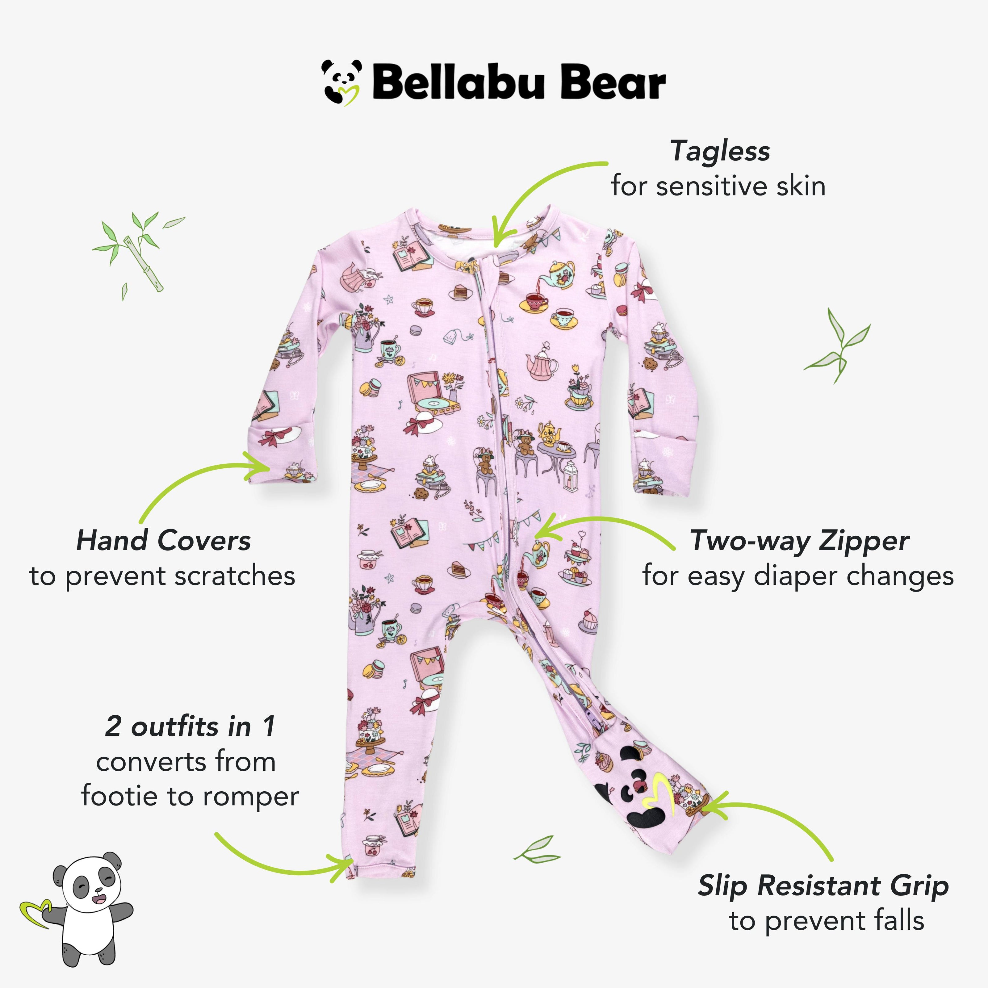Tea Party Bamboo Convertible Footie