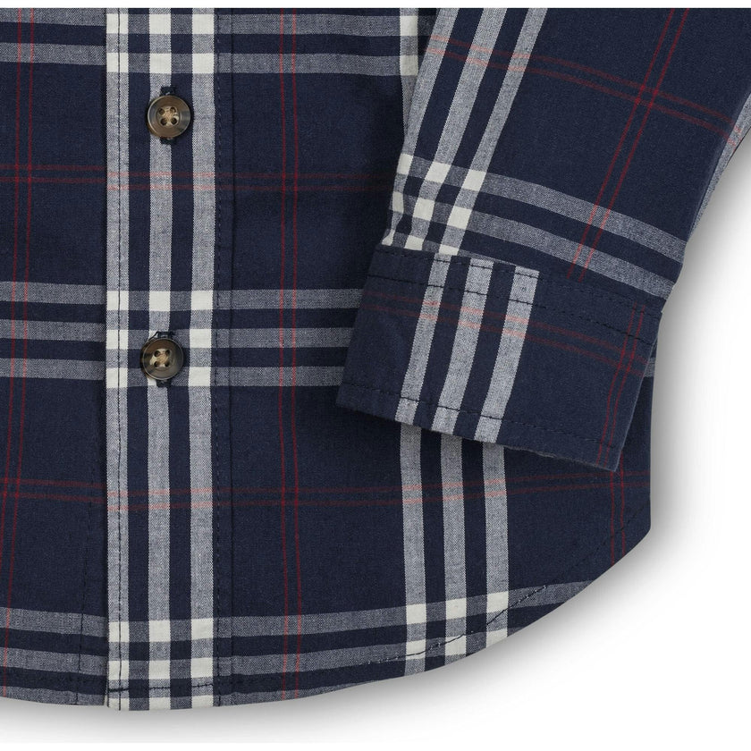 Organic Stretch Poplin Long Sleeve Button Down Shirt, Blue