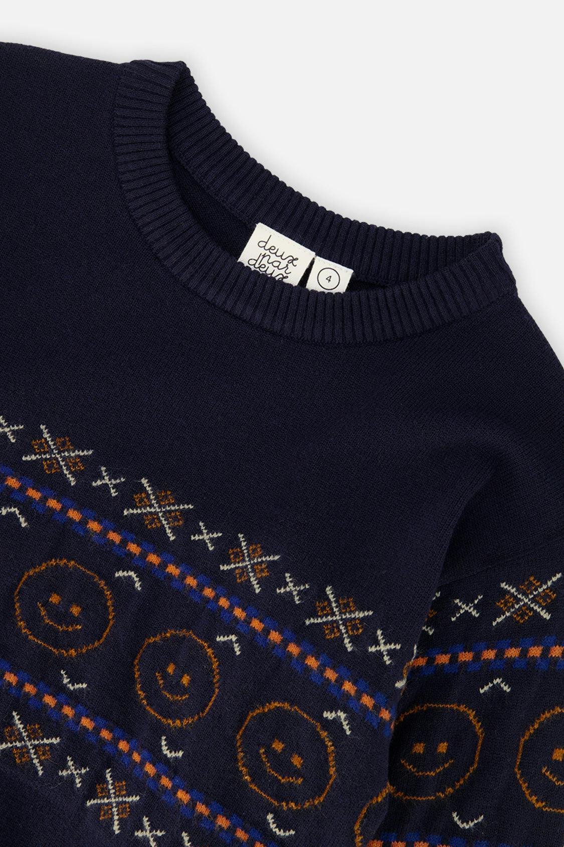 Jacquard Sweater Dark Blue