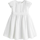 Organic Tulip Sleeve Swiss Dot Party Dress, White