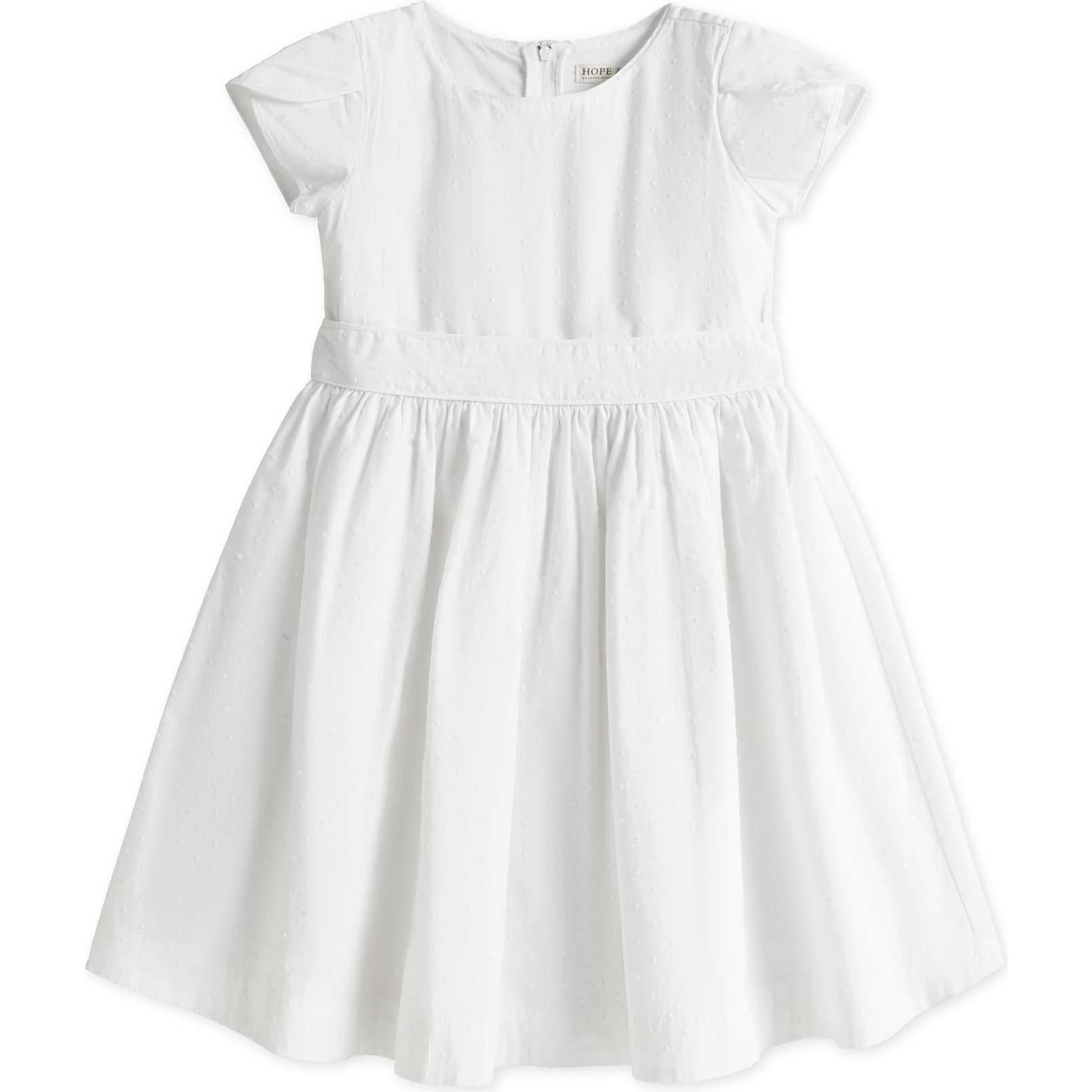 Organic Tulip Sleeve Swiss Dot Party Dress, White