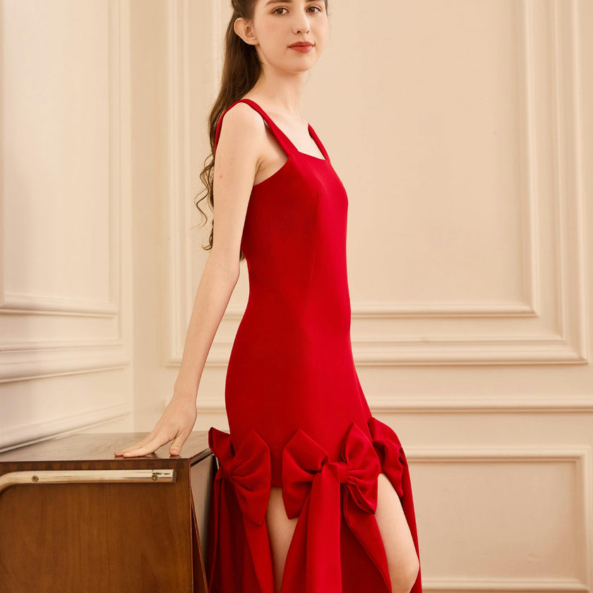 Radiant Red Elliston Bow-Tail Dress