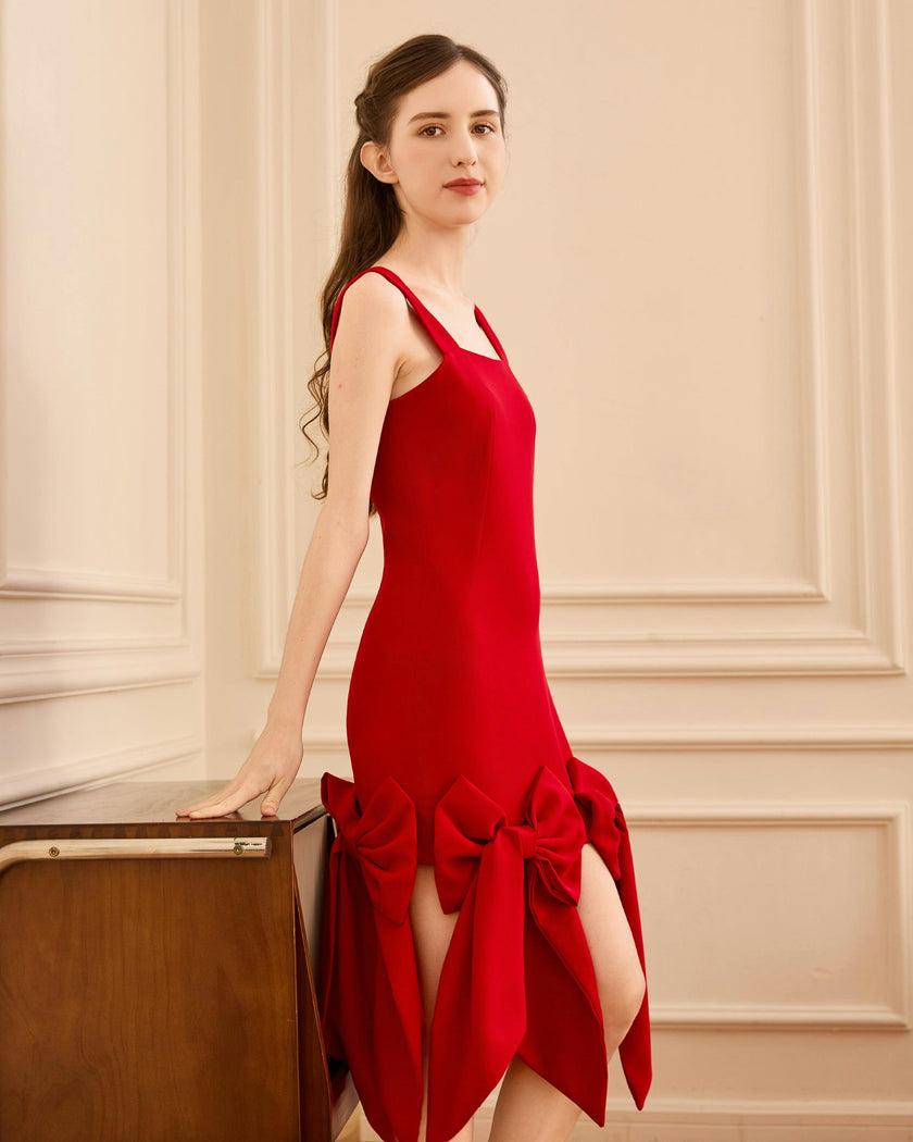 Radiant Red Elliston Bow-Tail Dress