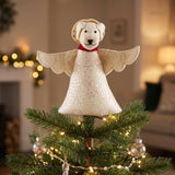 Handmade Felt White Dog Angel Christmas Tree Topper
