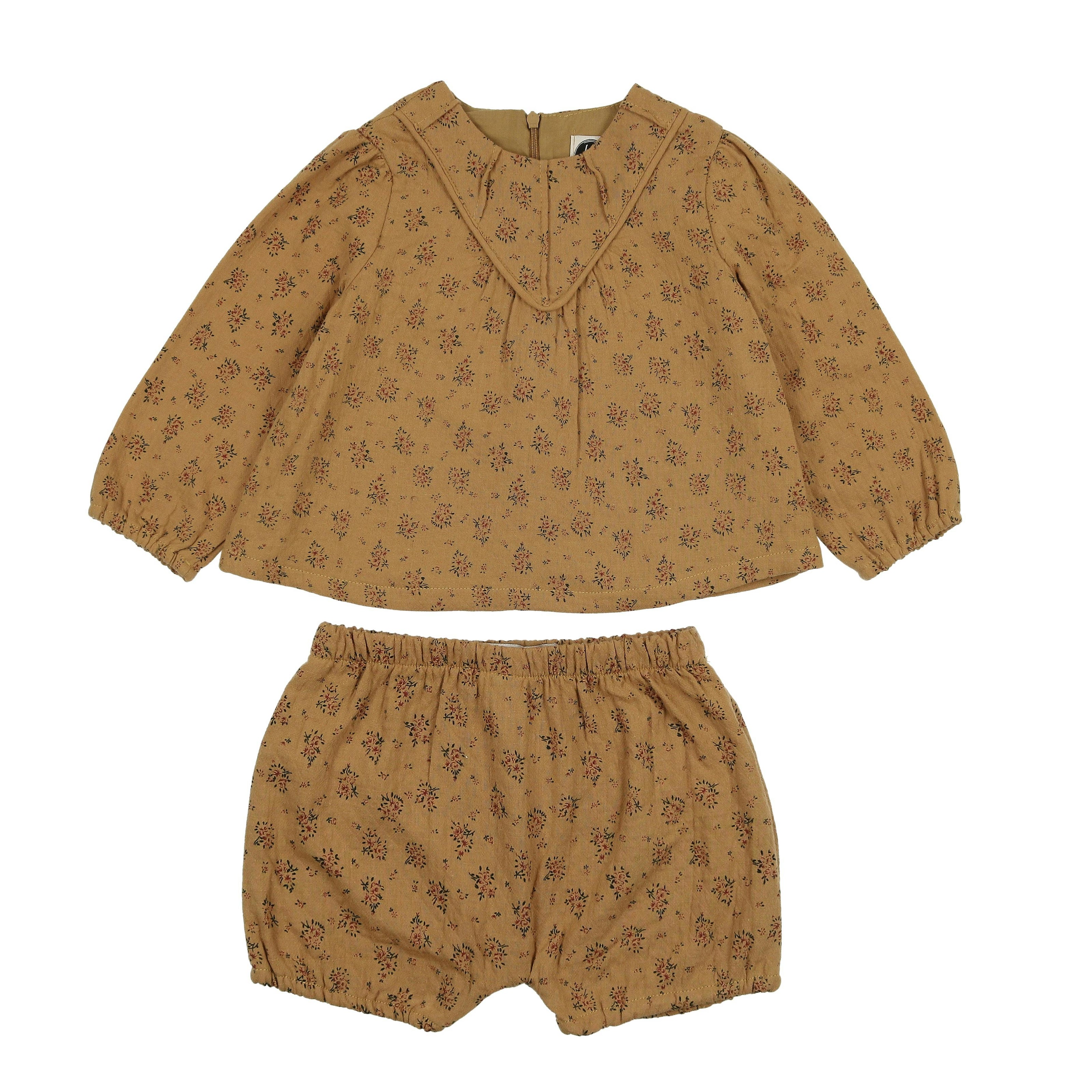 Winter Forest Long Puff Sleeve Top & Short 2-Piece Set