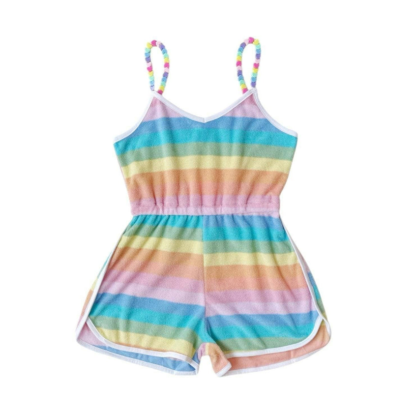 Pastel Ombré Beaded Hearts Sleeveless Romper