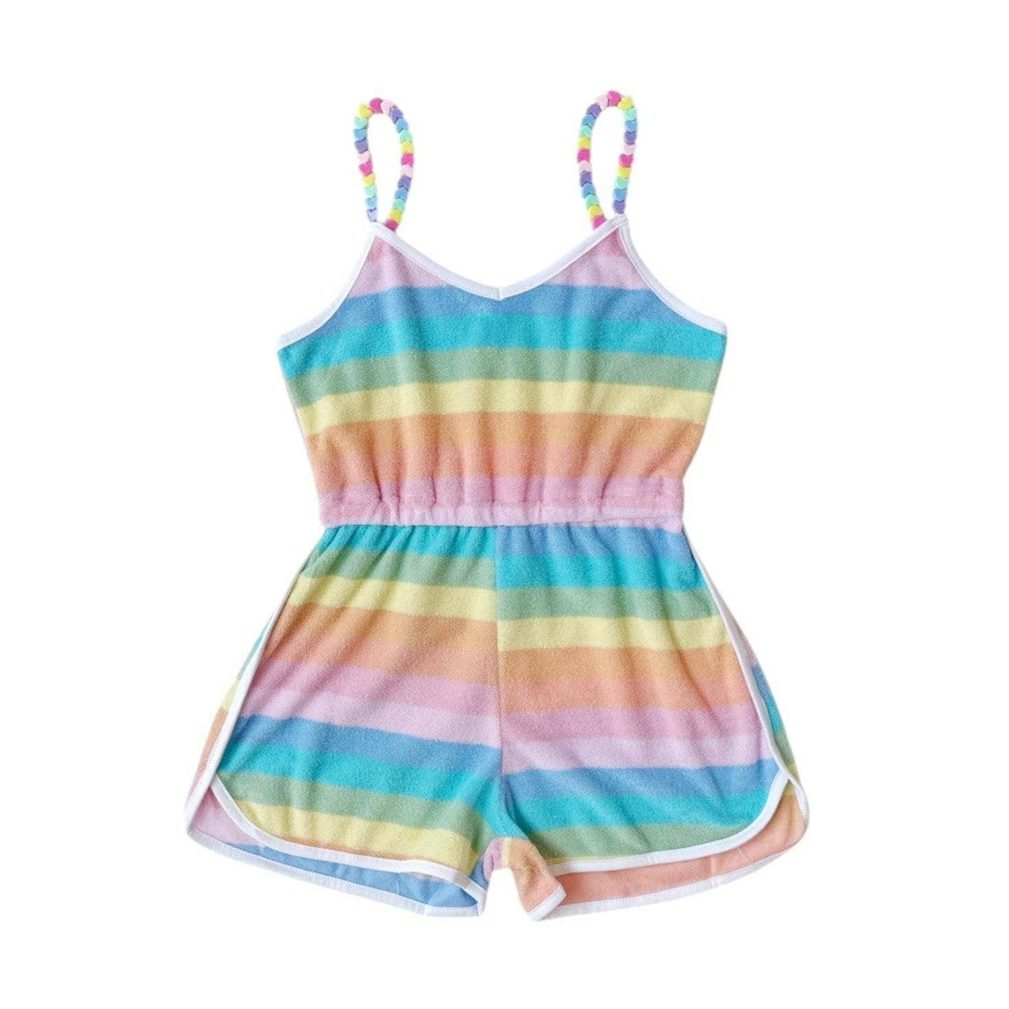 Pastel Ombré Beaded Hearts Sleeveless Romper