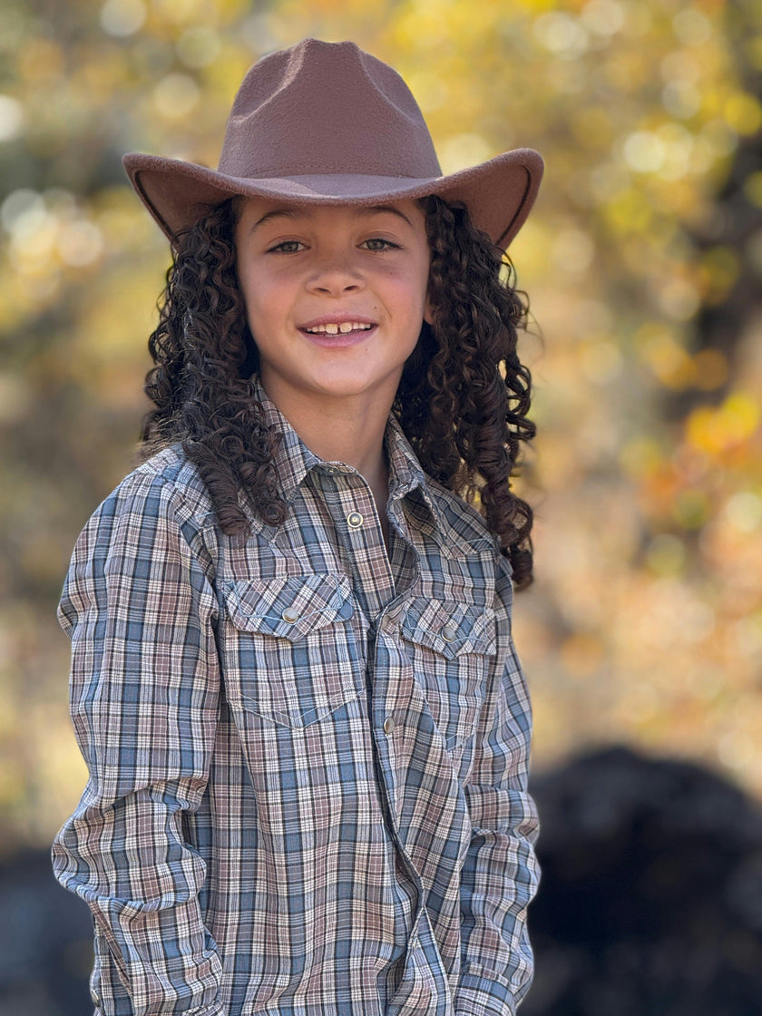 HOWDY Western Blue/Cream plaid WOVEN SHIRT