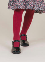 Ribbed Tights in Burgundy