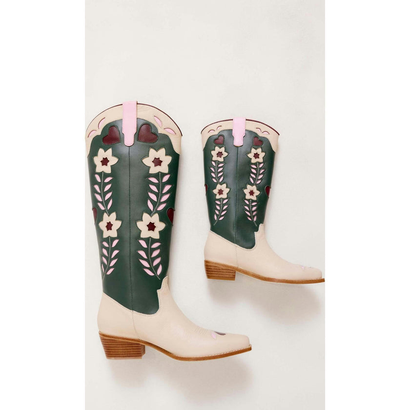 Mini Dakota Boot in Green & Cream