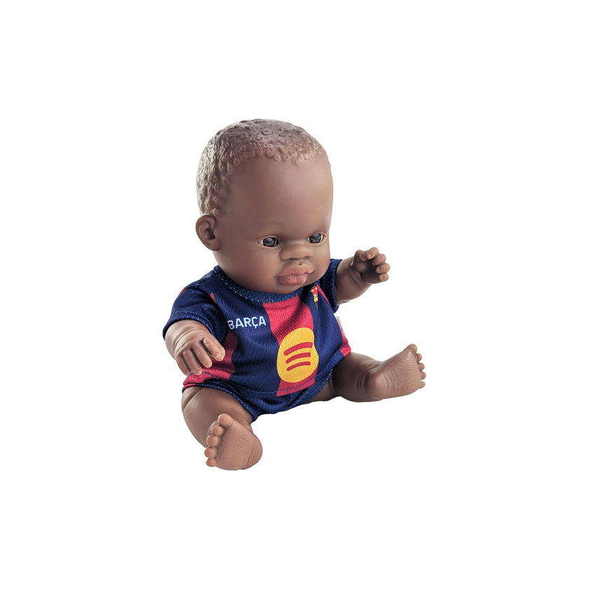 Miniland 8 1/4" Baby Boy Doll with Barcelona Soccer Jersey