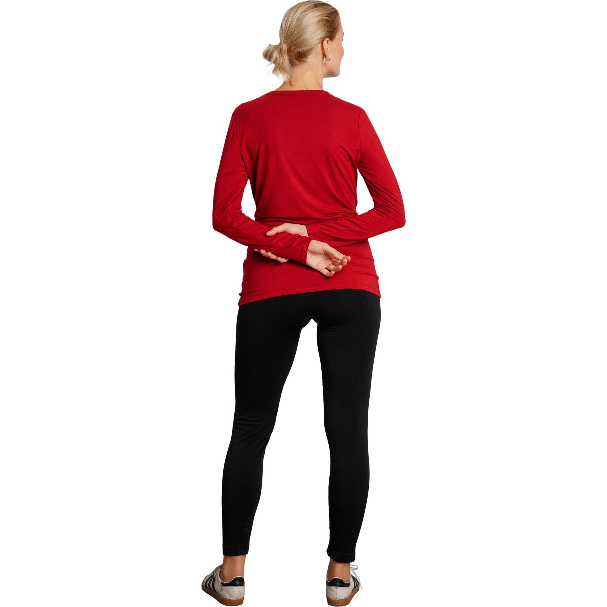 Liv Long Sleeve Crew Neck Maternity Tee, Red