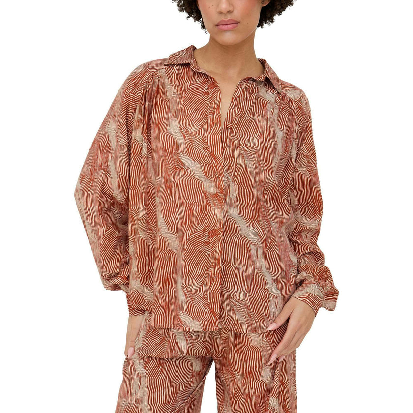 Ginger Button Down Tiger Print Shirt