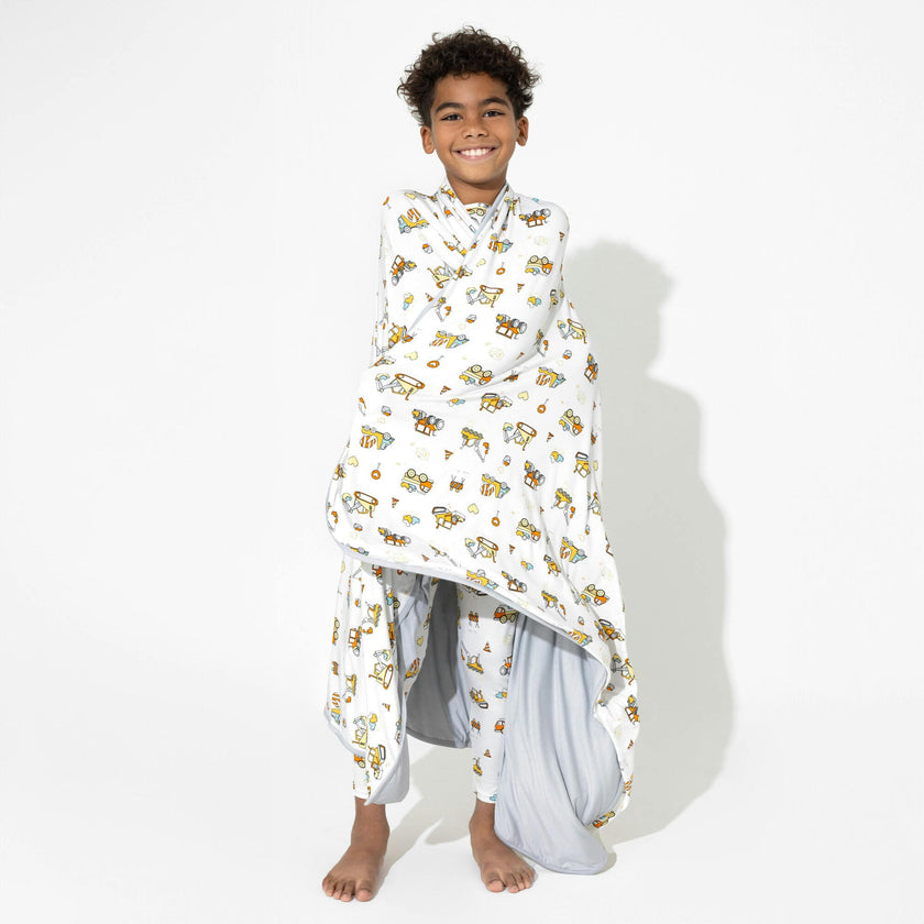 Love Trucks White Bamboo Blanket